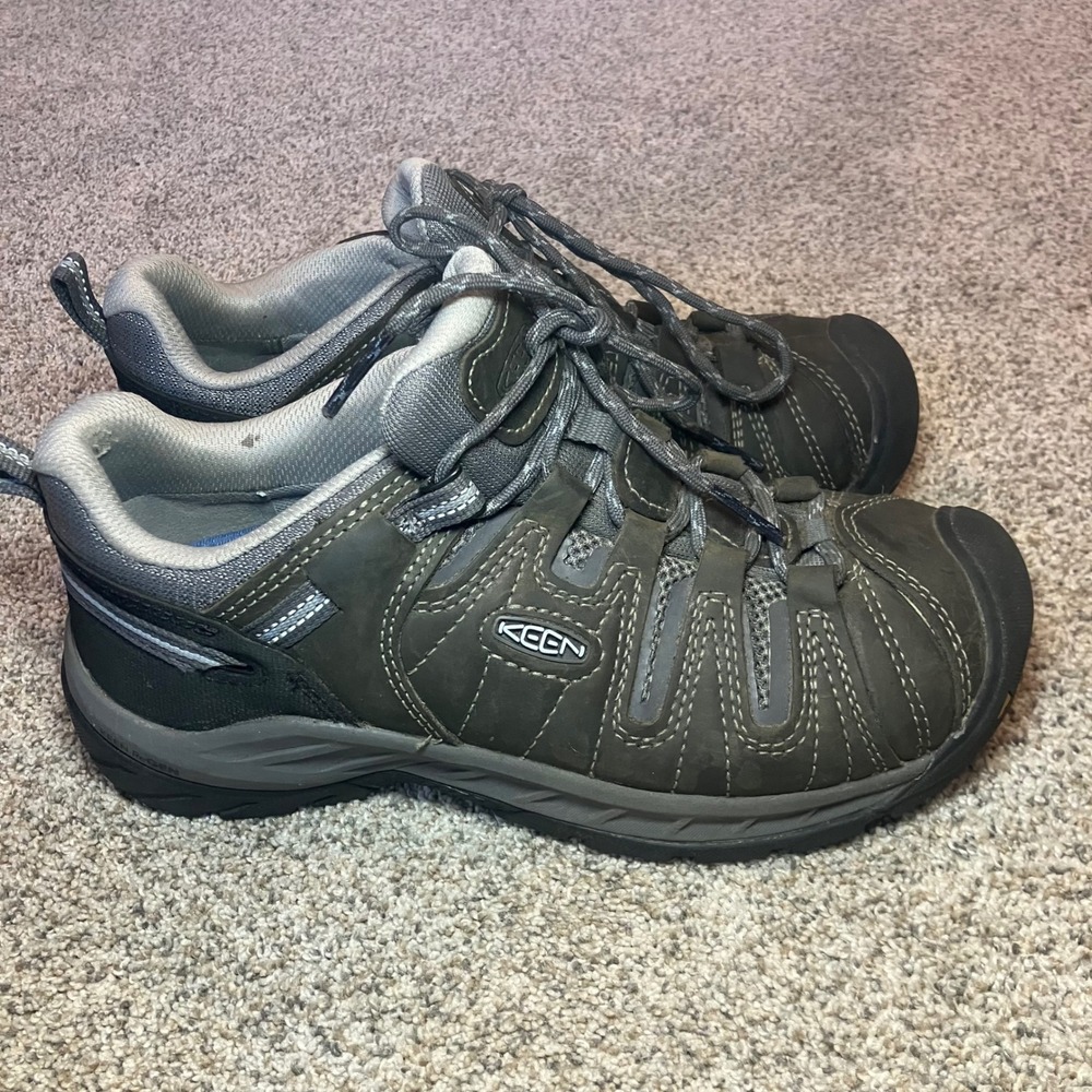 KEEN Utility Flint II Work Shoes  7.5 Gray Leather EH Rated ASTM F2892-18 Hiking
